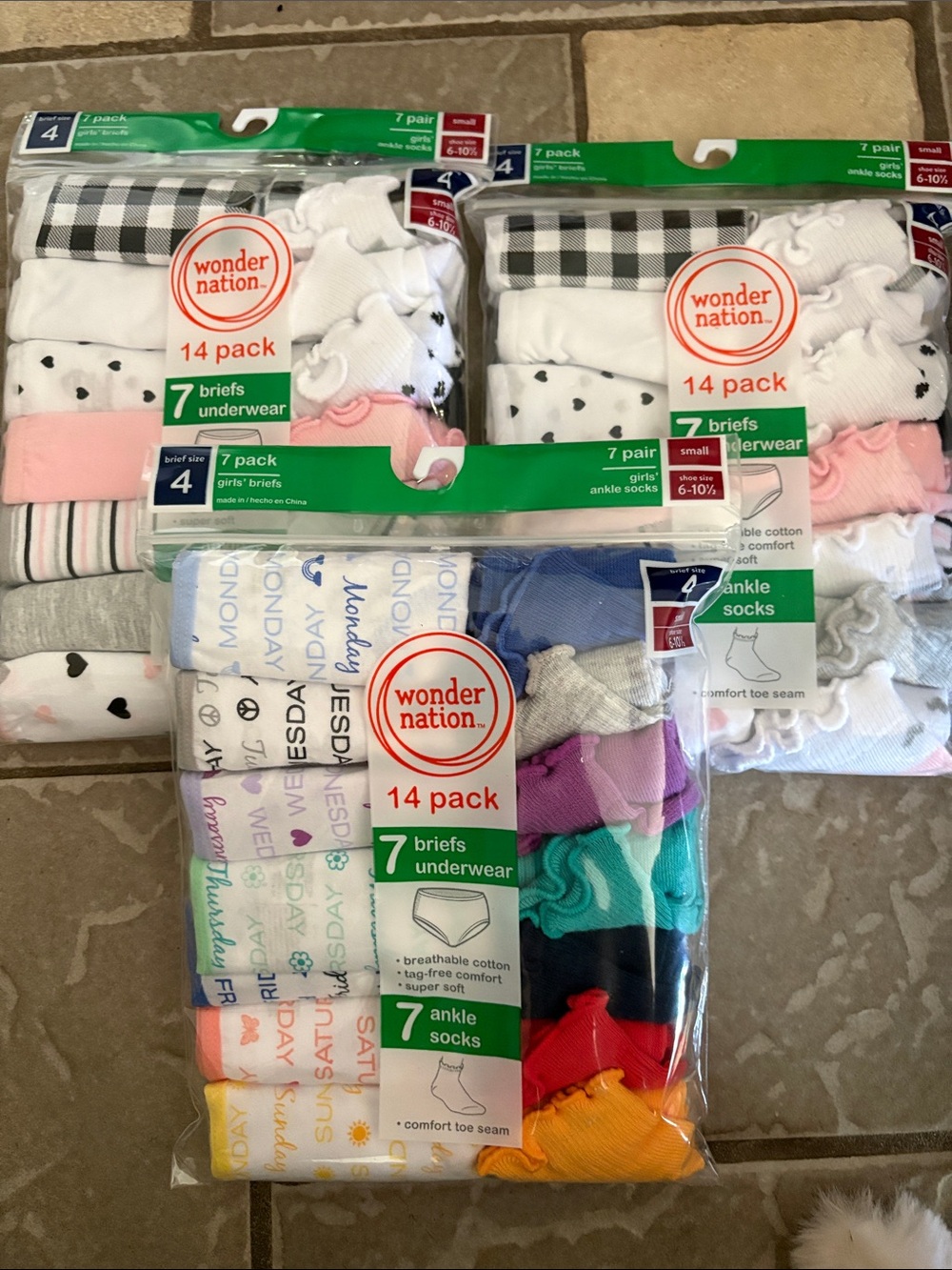 New 42 pair girls wonder nation socks, and underwear set girls size 4